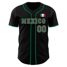 Load image into Gallery viewer, Custom Black Kelly Green White-Red 3D Mexico Mexican Flag Authentic Baseball Jersey