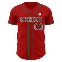 Load image into Gallery viewer, Custom Red Kelly Green-White 3D Mexico Mexican Flag Authentic Baseball Jersey