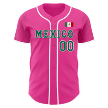 Load image into Gallery viewer, Custom Pink Kelly Green-White 3D Mexico Mexican Flag Authentic Baseball Jersey
