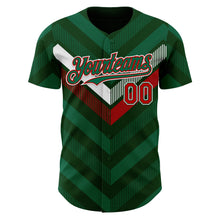 Load image into Gallery viewer, Custom Green Kelly Green Red-White 3D Mexico Authentic Baseball Jersey