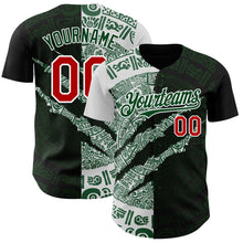 Load image into Gallery viewer, Custom Black Red Green-White 3D Mexico Scratch Authentic Baseball Jersey