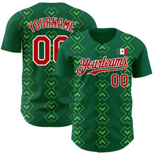 Load image into Gallery viewer, Custom Kelly Green Red-White 3D Mexico Mexican Flag Authentic Baseball Jersey