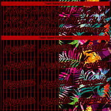 Load image into Gallery viewer, Custom Black Red 3D Pattern Design Pinstripe Tropical Palm Leaves Authentic Baseball Jersey