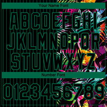 Load image into Gallery viewer, Custom Black Kelly Green 3D Pattern Design Pinstripe Tropical Palm Leaves Authentic Baseball Jersey