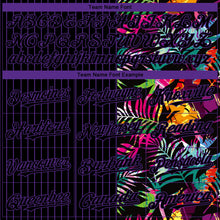 Load image into Gallery viewer, Custom Black Purple 3D Pattern Design Pinstripe Tropical Palm Leaves Authentic Baseball Jersey
