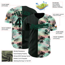 Load image into Gallery viewer, Custom Black Kelly Green 3D Pattern Design Pinstripe Tropical Palm Leaves Authentic Baseball Jersey