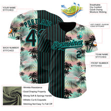 Load image into Gallery viewer, Custom Black Aqua 3D Pattern Design Pinstripe Tropical Palm Leaves Authentic Baseball Jersey