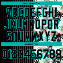 Load image into Gallery viewer, Custom Black Aqua 3D Pattern Design Pinstripe Tropical Palm Leaves Authentic Baseball Jersey