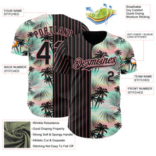 Load image into Gallery viewer, Custom Black Medium Pink 3D Pattern Design Pinstripe Tropical Palm Leaves Authentic Baseball Jersey