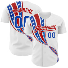 Load image into Gallery viewer, Custom White Thunder Blue-Red 3D Patriotic American Flag Authentic Baseball Jersey