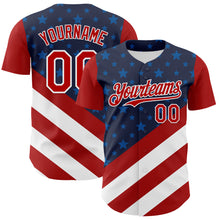 Load image into Gallery viewer, Custom Navy Red-White 3D Patriotic American Flag Authentic Baseball Jersey
