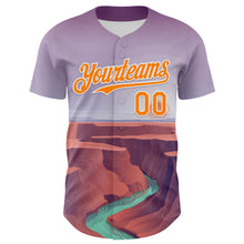 Load image into Gallery viewer, Custom Purple Bay Orange-White 3D Pattern Design Patriotic American Symbol Grand Canyon And Colorado River Authentic Baseball Jersey