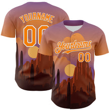 Load image into Gallery viewer, Custom Purple Bay Orange-White 3D Pattern Design Patriotic American Symbol Desert Authentic Baseball Jersey