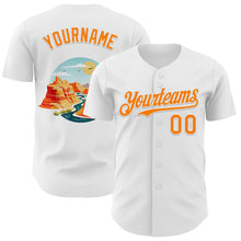 Load image into Gallery viewer, Custom White Bay Orange 3D Pattern Design Patriotic American Symbol Grand Canyon And Colorado River Authentic Baseball Jersey