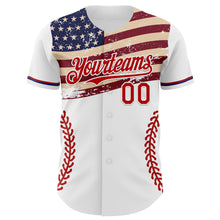 Load image into Gallery viewer, Custom White Red-Royal 3D Patriotic American Flag Authentic Baseball Jersey