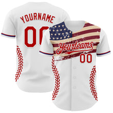 Load image into Gallery viewer, Custom White Red-Royal 3D Patriotic American Flag Authentic Baseball Jersey