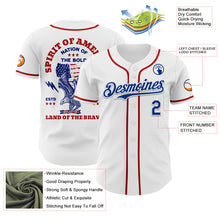 Load image into Gallery viewer, Custom White Royal-Red 3D Patriotic American Flag And Eagle Authentic Baseball Jersey