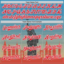 Load image into Gallery viewer, Custom Blue Fire Red-White 3D Pattern Design Patriotic American Symbol Golden Gate Bridge And Statue of Liberty Authentic Baseball Jersey