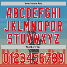 Load image into Gallery viewer, Custom Blue Fire Red-White 3D Pattern Design Patriotic American Symbol Golden Gate Bridge And Statue of Liberty Authentic Baseball Jersey