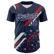 Load image into Gallery viewer, Custom Navy Red-White 3D Patriotic American Flag Authentic Baseball Jersey
