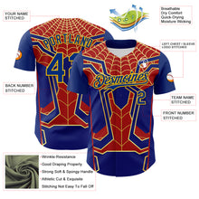 Load image into Gallery viewer, Custom Royal Yellow 3D Pattern Design Superhero Spiderman Authentic Baseball Jersey