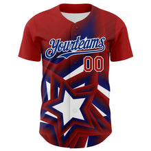 Load image into Gallery viewer, Custom Red Royal-White 3D Patriotic American Flag And Star Authentic Baseball Jersey