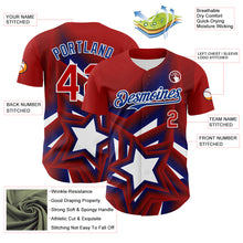 Load image into Gallery viewer, Custom Red Royal-White 3D Patriotic American Flag And Star Authentic Baseball Jersey
