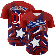 Load image into Gallery viewer, Custom Red Royal-White 3D Patriotic American Flag And Star Authentic Baseball Jersey