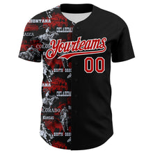 Load image into Gallery viewer, Custom Black Red-White 3D Pattern Design Patriotic American Spirit Rodeo Cowboy Authentic Baseball Jersey