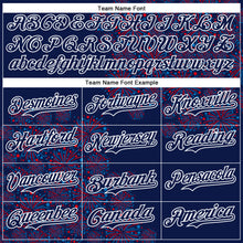 Load image into Gallery viewer, Custom Navy White 3D Pattern Design Patriotic American Spirit Firework Authentic Baseball Jersey