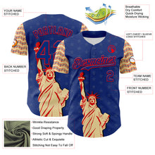 Load image into Gallery viewer, Custom Royal Fire Red-Cream 3D Pattern Design Patriotic American Symbol Statue of Liberty Authentic Baseball Jersey