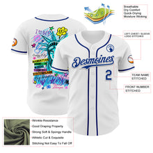 Load image into Gallery viewer, Custom White Royal 3D Pattern Design Patriotic American Symbol Statue of Liberty Authentic Baseball Jersey