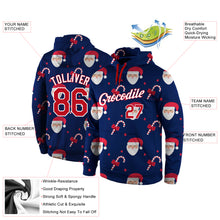 Load image into Gallery viewer, Custom Stitched Navy Red-White Christmas 3D Sports Pullover Sweatshirt Hoodie