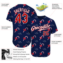 Load image into Gallery viewer, Custom Navy Red-White Christmas 3D Authentic Baseball Jersey