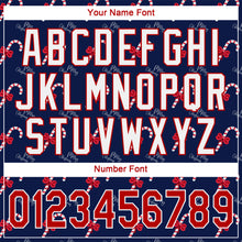 Load image into Gallery viewer, Custom Navy Red-White Christmas 3D Authentic Baseball Jersey