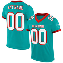 Load image into Gallery viewer, Custom Aqua White-Red Mesh Authentic Football Jersey