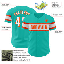 Load image into Gallery viewer, Custom Aqua White-Orange Authentic Baseball Jersey