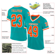 Load image into Gallery viewer, Custom Aqua Orange-White Mesh Authentic Throwback Football Jersey