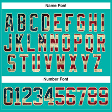 Load image into Gallery viewer, Custom Aqua Vintage USA Flag Cream-Black Hockey Lace Neck Jersey