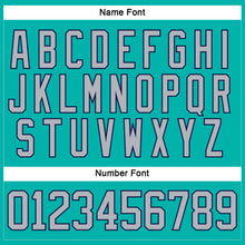 Load image into Gallery viewer, Custom Aqua Gray-Navy Hockey Lace Neck Jersey