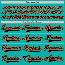 Load image into Gallery viewer, Custom Aqua Black-Orange Hockey Lace Neck Jersey