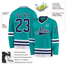 Load image into Gallery viewer, Custom Aqua Navy-White Hockey Jersey