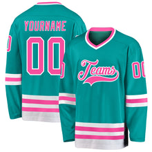 Load image into Gallery viewer, Custom Aqua Pink-White Hockey Jersey