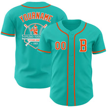 Load image into Gallery viewer, Custom Aqua Orange-White Authentic Baseball Jersey