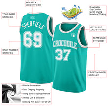 Load image into Gallery viewer, Custom Aqua White Authentic Basketball Jersey