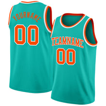 Load image into Gallery viewer, Custom Aqua Orange-White Authentic Basketball Jersey