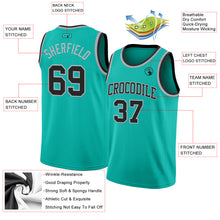 Load image into Gallery viewer, Custom Aqua Black-Gray Authentic Basketball Jersey