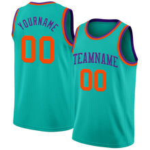 Load image into Gallery viewer, Custom Aqua Orange-Purple Authentic Basketball Jersey