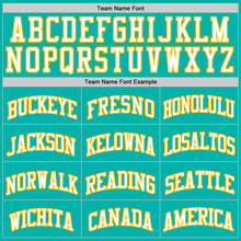 Load image into Gallery viewer, Custom Aqua White-Gold Authentic Basketball Jersey