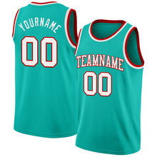 Load image into Gallery viewer, Custom Aqua White-Red Authentic Basketball Jersey